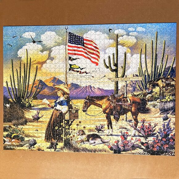 Charles Wysocki Love Letter From Laramie Wyoming Cowgirl 1000 Pc Puzzle-Complete - Picture 2 of 8